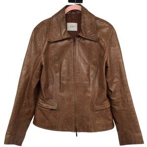 JOOP! Vintage European  warm Tan Brown Full Zip Leather Jacket